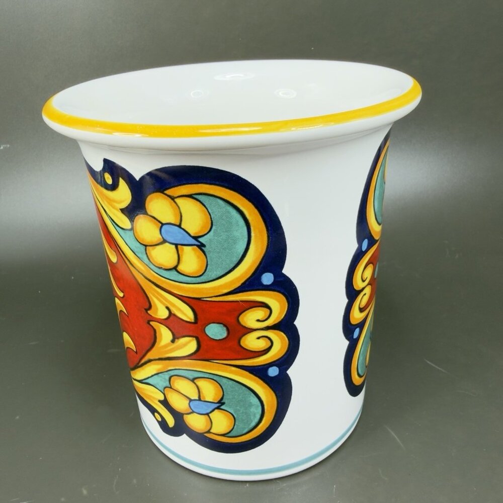 Ceramic Nova Deruta Made In Italy Redware Pottery Utensil Holder Crock Vase VTG - Picture 9 of 13